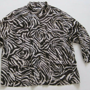 CHICOS Shirt 4 Womens Blouse Zebra Print Linen